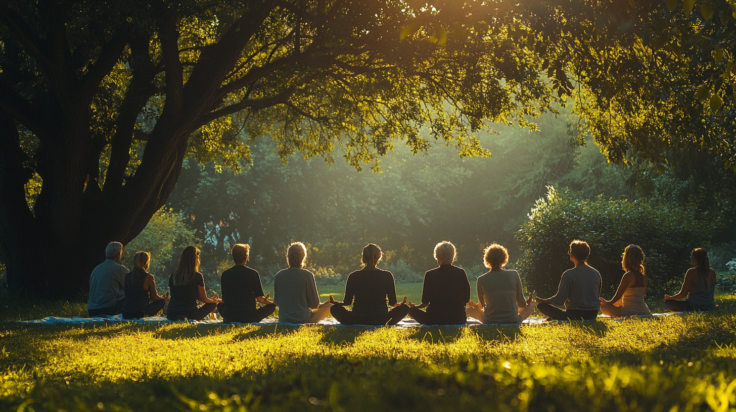 Групове заняття йогою на природі